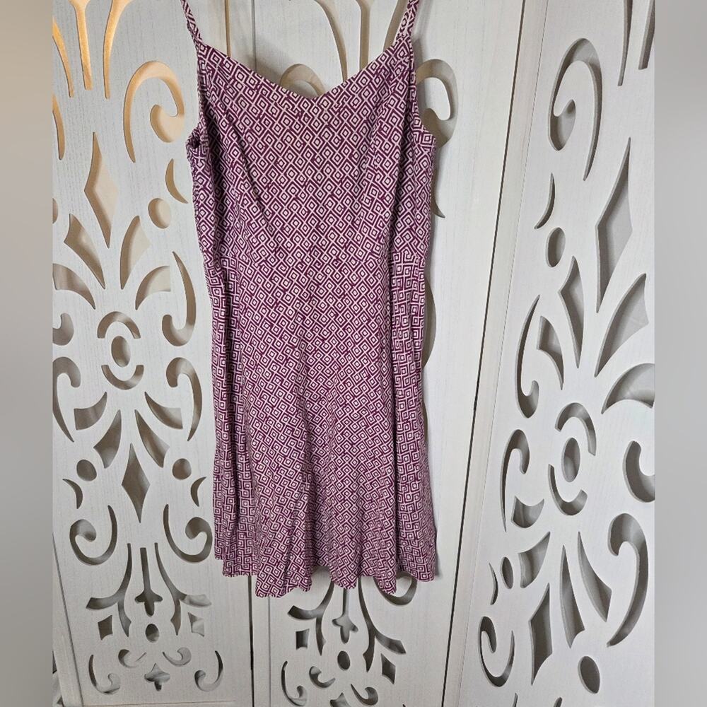 Old Navy Medium Burgundy Geometric Smocked Fit Flare Sundress Rayon